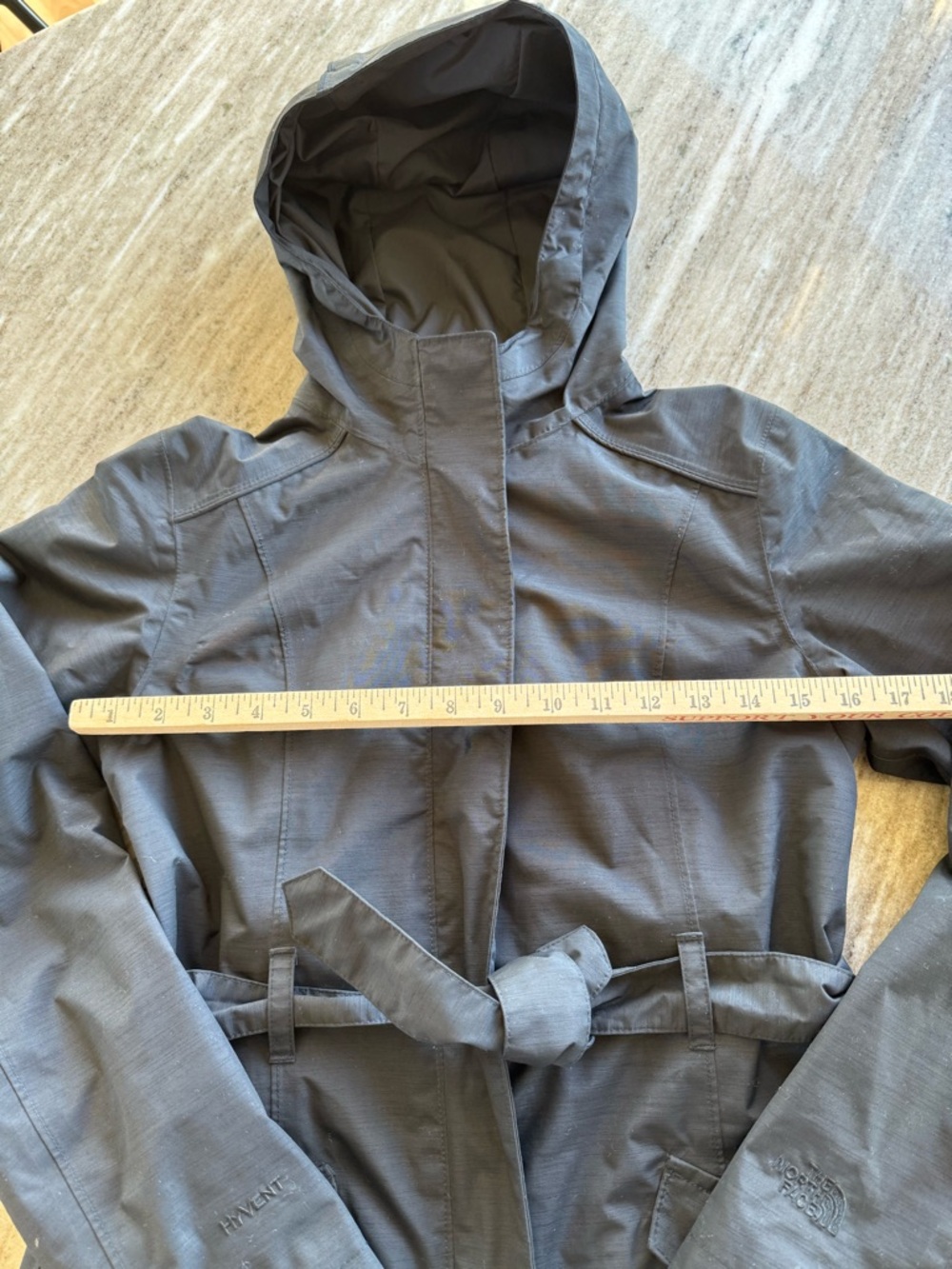 The North Face Women’s DryVent Belted Rain Trench Coat Hooded Black - Picture 4 of 11